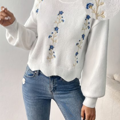 Women'S Loose-Fitting Long-Sleeve Casual Sweater
