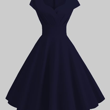 Women's Vintage Pleated Slim-Fit Wedding Party Evening Dress